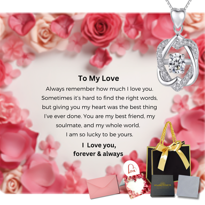 Linked Heart Crystal Necklace with Message Card For Her Valentine's Day