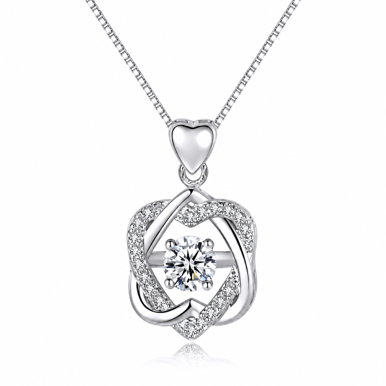 Stunning Silver Tone Two Loves In One Crystal Pendant Necklace