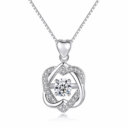 Stunning Silver Tone Two Loves In One Crystal Pendant Necklace