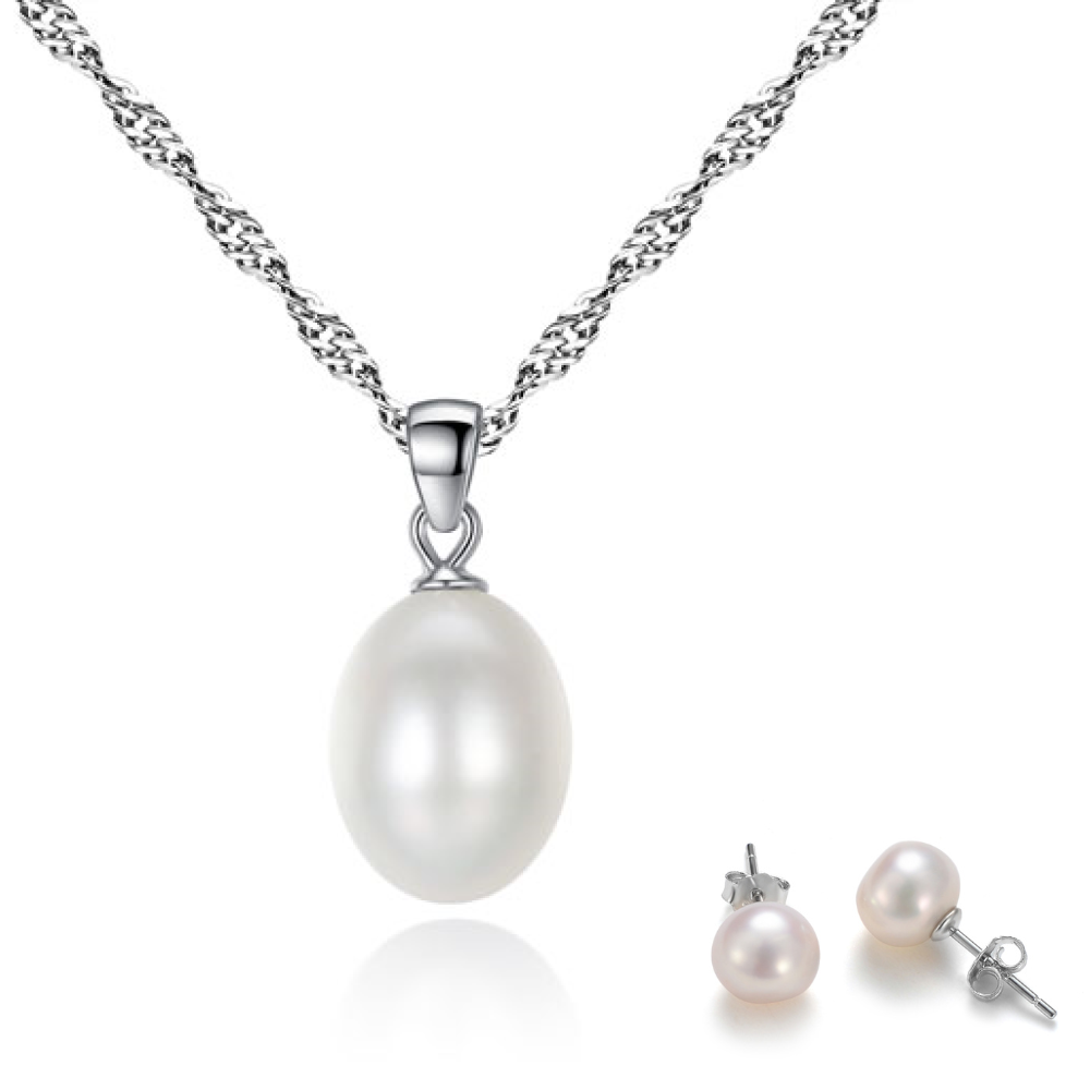 3-Piece Pearl Necklace, Studs and Infinity Bracelet Jewellery Set