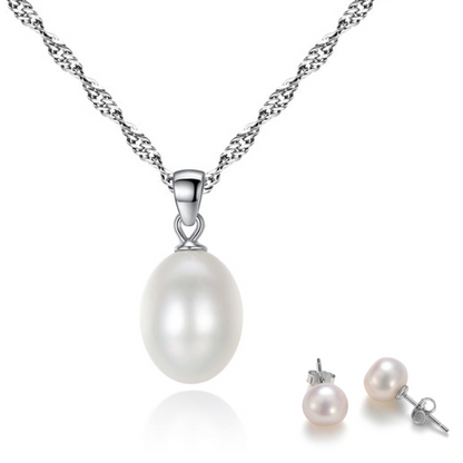 3-Piece Pearl Necklace, Studs and Infinity Bracelet Jewellery Set