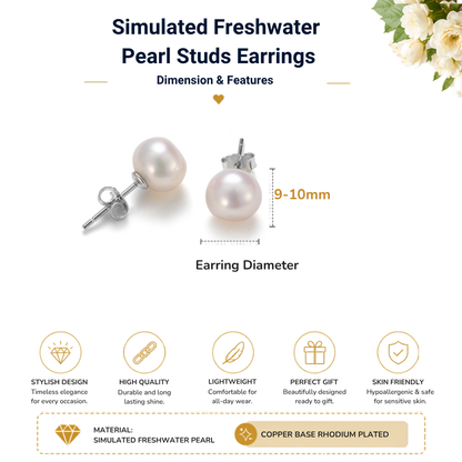 3-Piece Pearl Necklace, Studs and Infinity Bracelet Jewellery Set