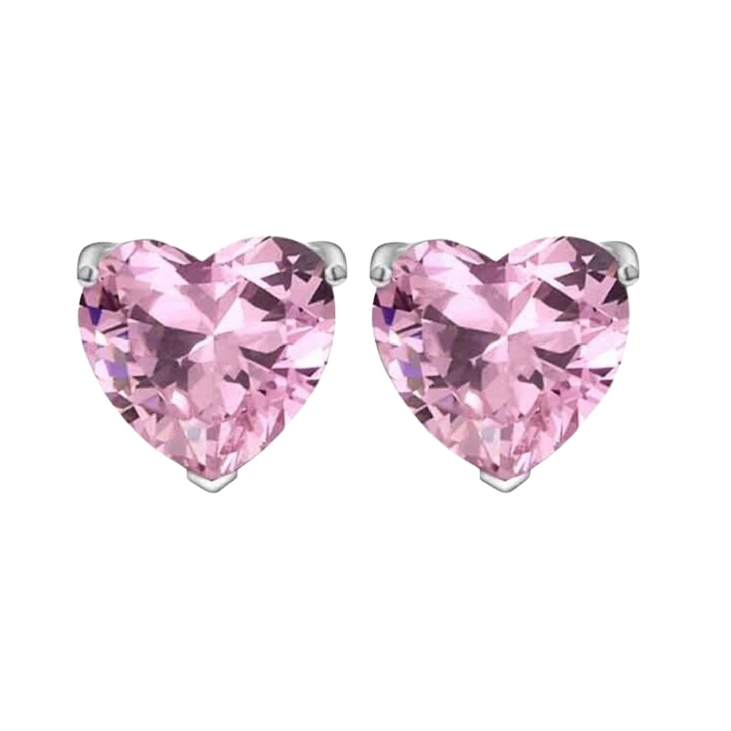Sterling Silver Heart Zircon Pendant Necklace & Stud Earrings Set
