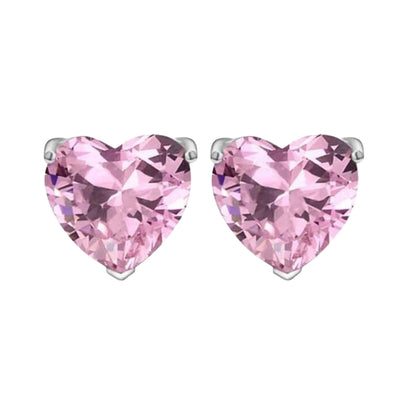 Sterling Silver Heart Zircon Pendant Necklace & Stud Earrings Set