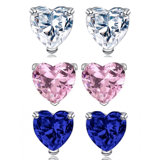 Heart-shaped Crystal Stud Earrings