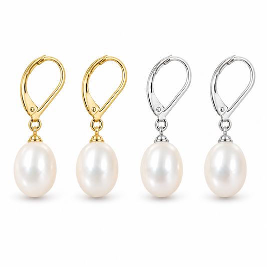 White Freshwater Pearl Drop Earrings