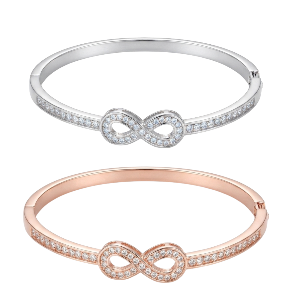 Crystal Filled Infinity Bangle – Rosegold or Silver