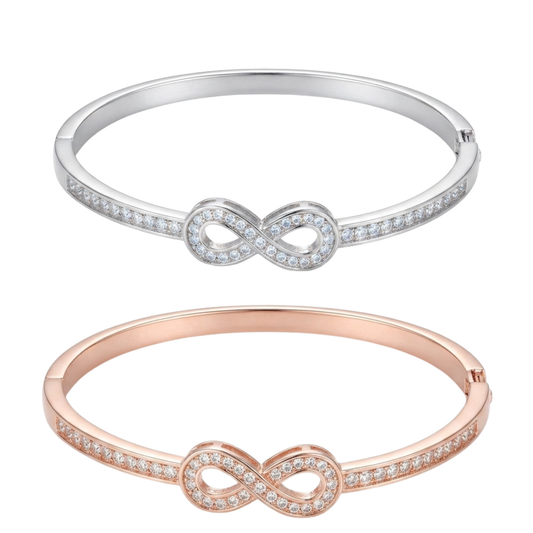Crystal Filled Infinity Bangle – Rosegold or Silver
