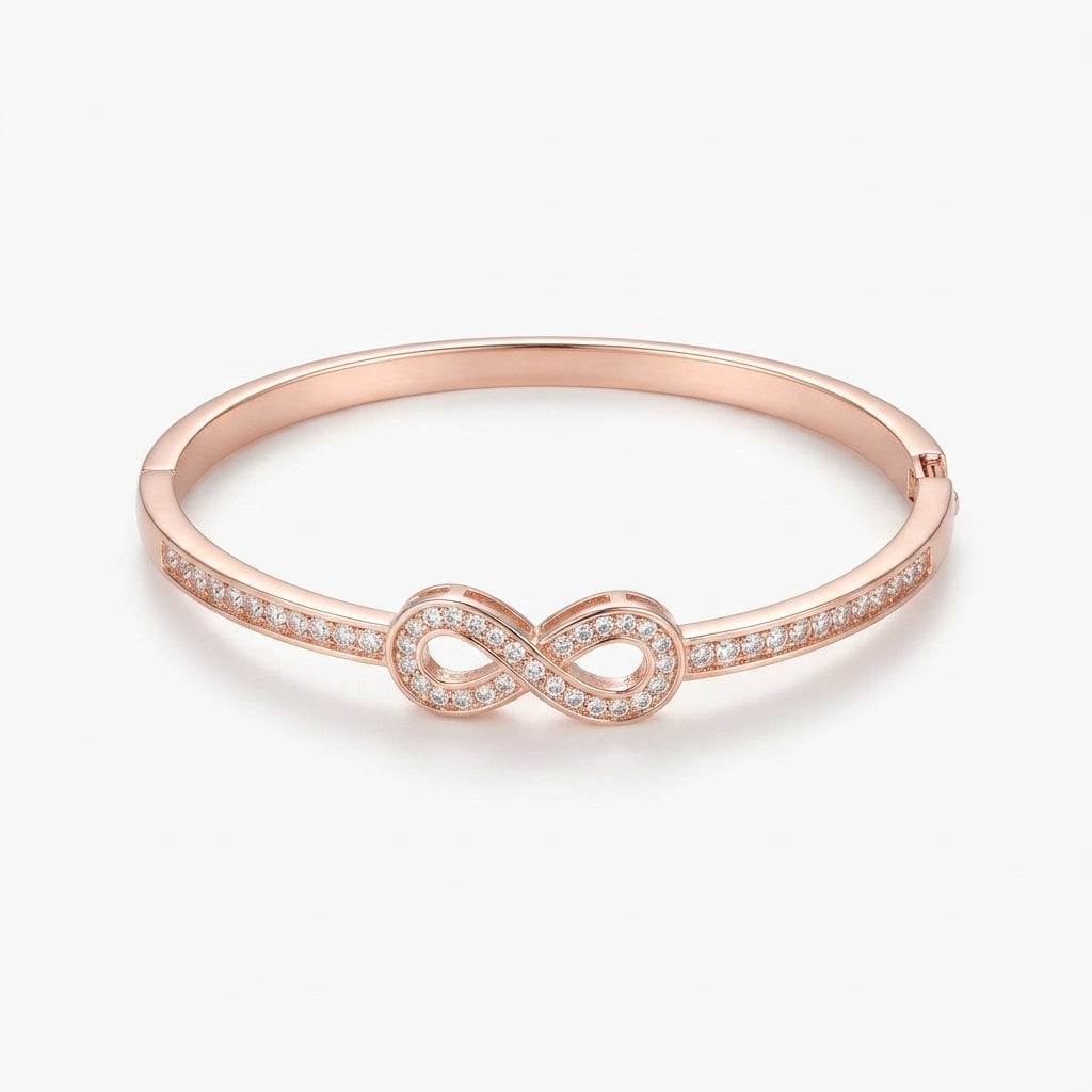 Crystal Filled Infinity Bangle – Rosegold or Silver