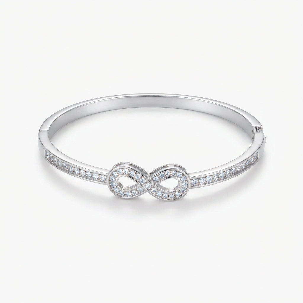 Crystal Filled Infinity Bangle – Rosegold or Silver
