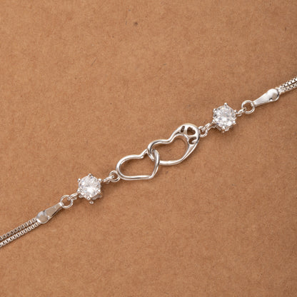 Stunning Silver Linked Heart Crystal Bracelet