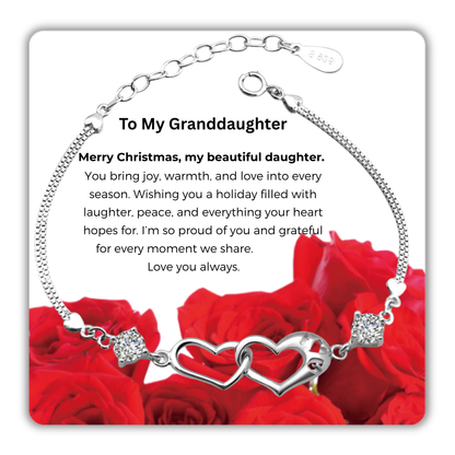 Bracelet for Granddaughter Linked Heart Bracelet with Message Card Gift Bag