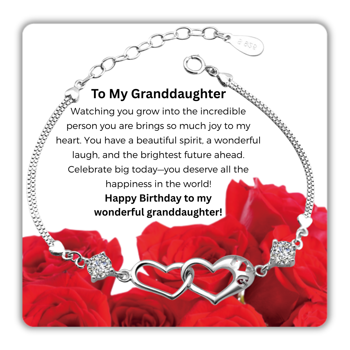 Bracelet for Granddaughter Linked Heart Bracelet with Message Card Gift Bag