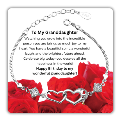 Bracelet for Granddaughter Linked Heart Bracelet with Message Card Gift Bag