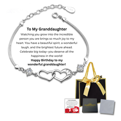 Bracelet for Granddaughter Linked Heart Bracelet with Message Card Gift Bag
