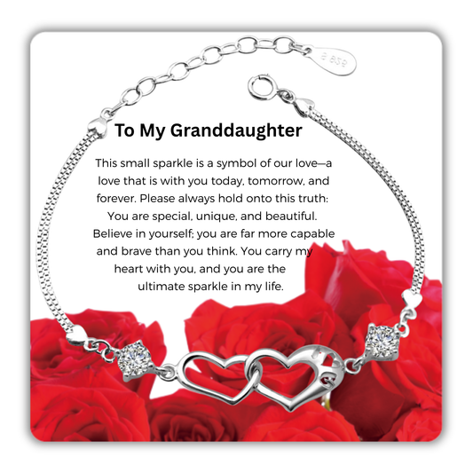 Bracelet for Granddaughter Linked Heart Bracelet with Message Card Gift Bag