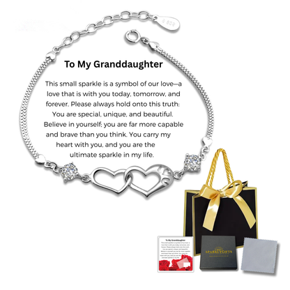 Bracelet for Granddaughter Linked Heart Bracelet with Message Card Gift Bag