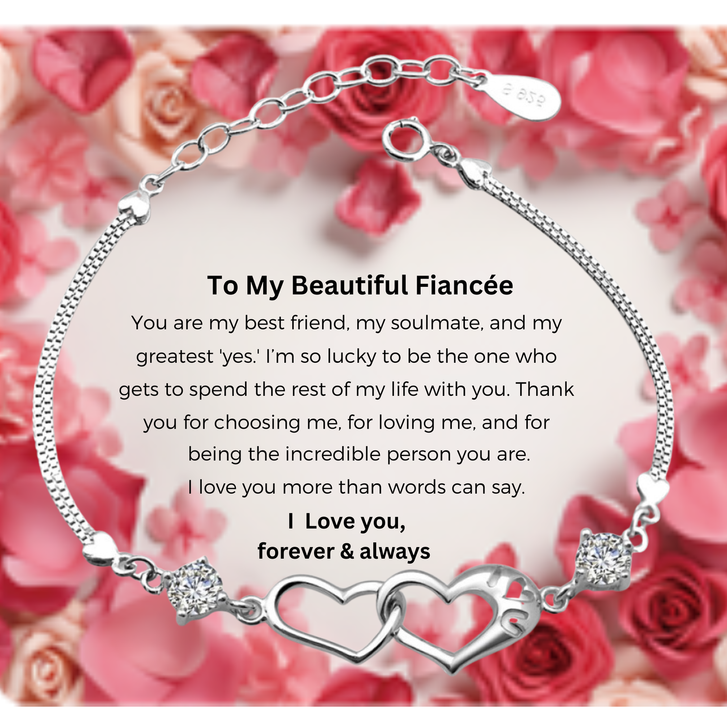 I Love You Bracelet with Message Card For Fiancee Valentine's Day Gift