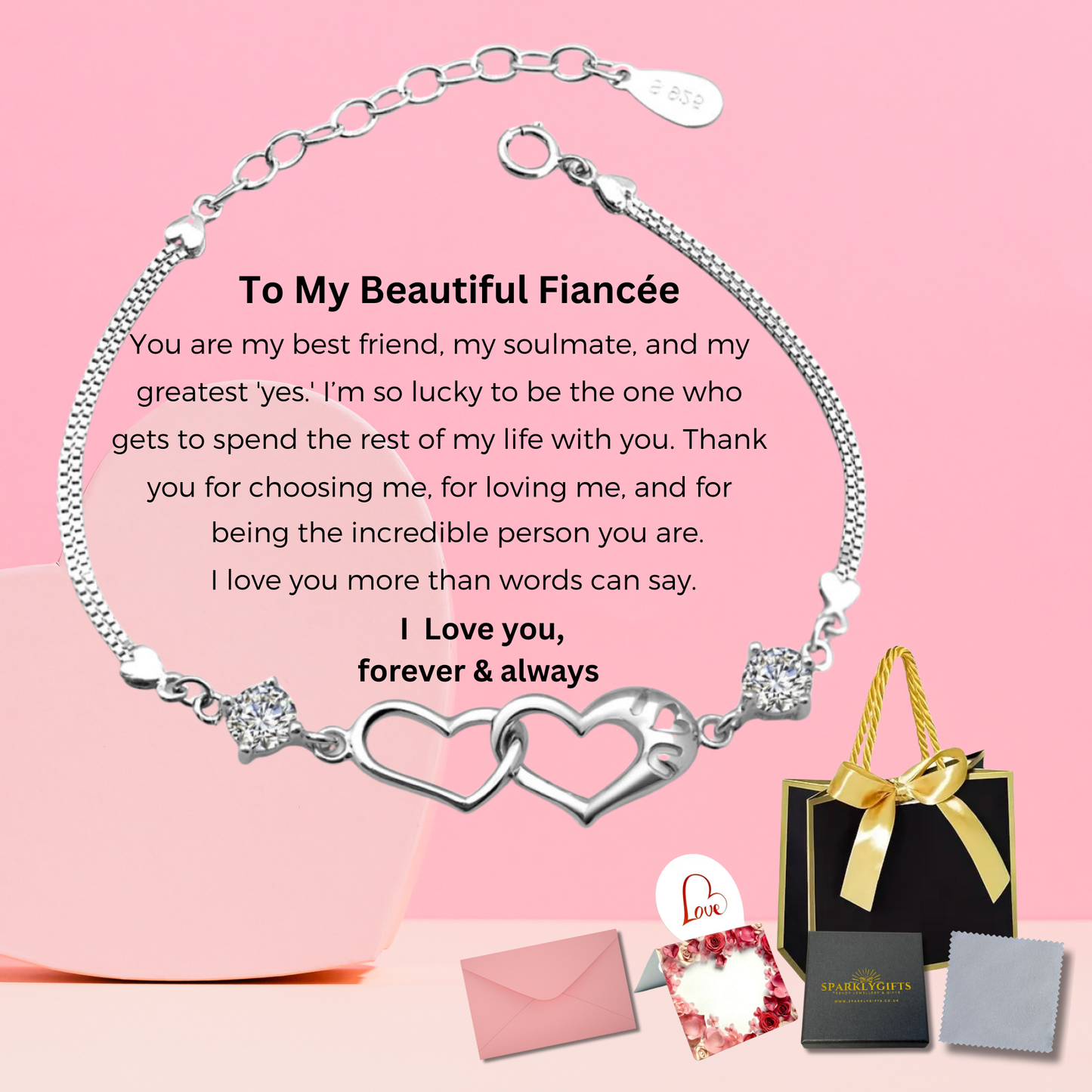 I Love You Bracelet with Message Card For Fiancee Valentine's Day Gift