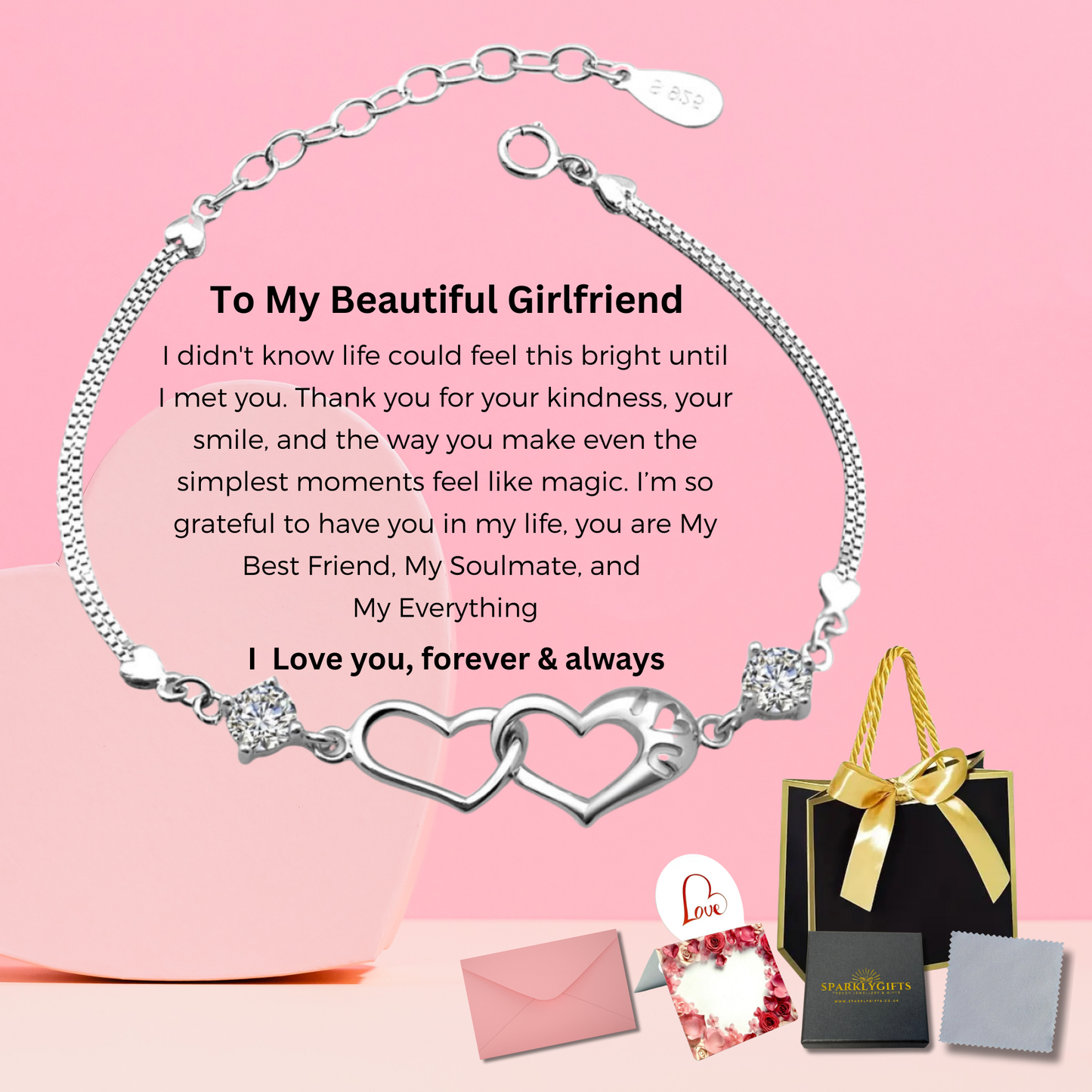 I Love You Bracelet with Message Card For Girlfriend Valentine's Day Gift