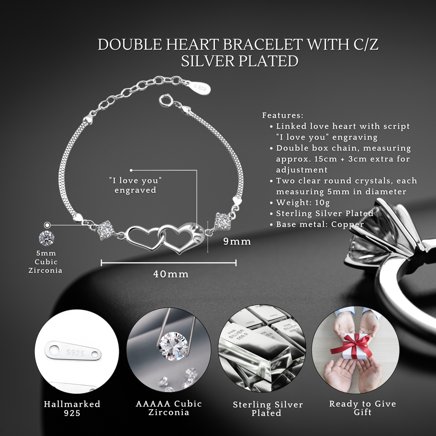 Gifts for Granddaughter with Message Card Linked Heart Bracelet Angel’s Wings Necklace Jewellery