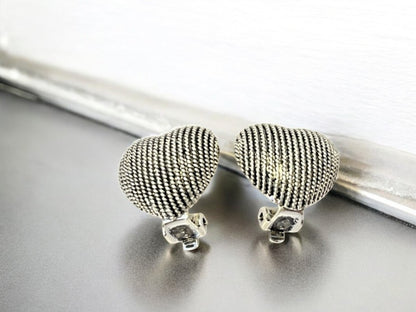 Crystal Silver Tone Heart-Shaped Stud Non Pierced Clip on Earrings
