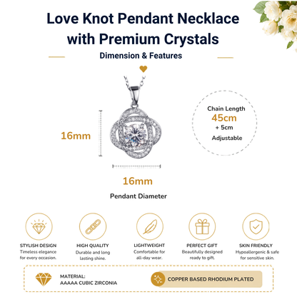 Four-Leaf Clover Lucky Zircon Crystals Silver Tone Pendant Necklace