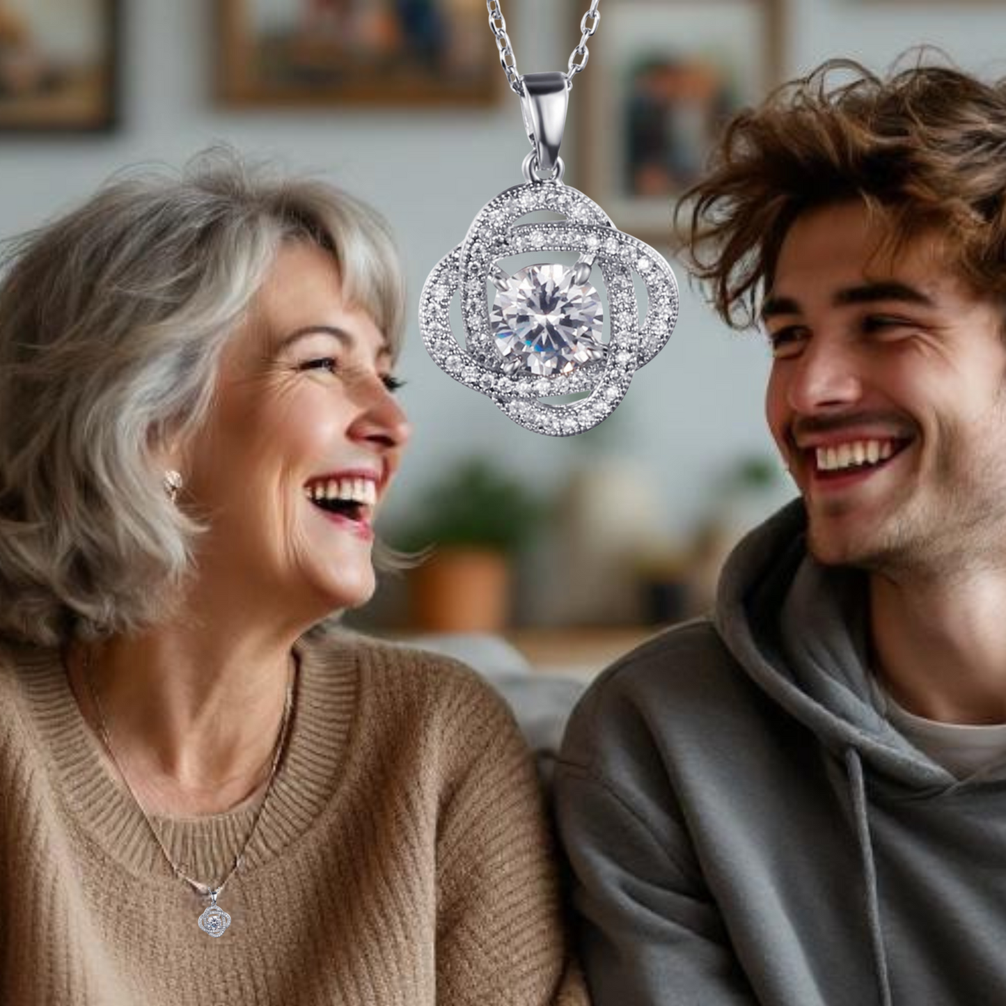 To My Mum Interlocking Love Knot Pendant Necklace with Message Card