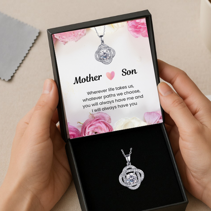 To My Mum Interlocking Love Knot Pendant Necklace with Message Card
