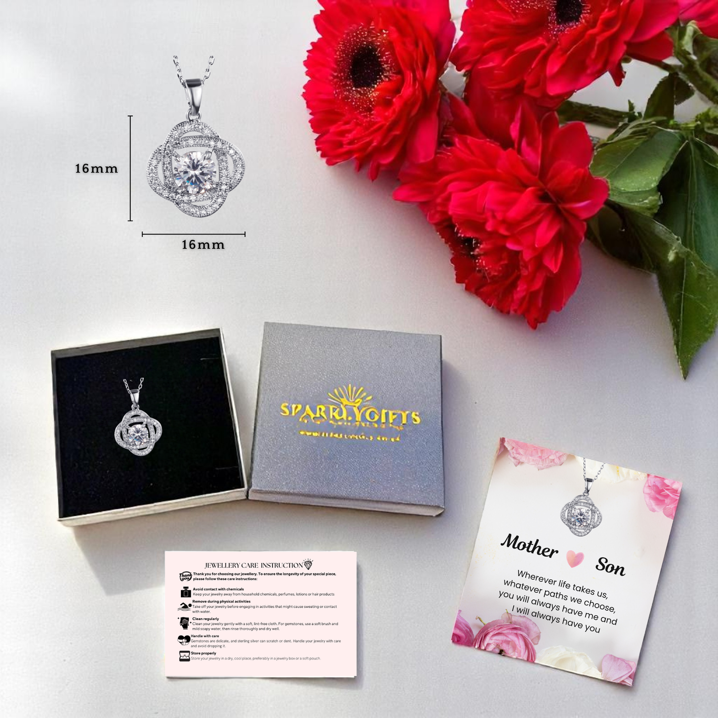 To My Mum Interlocking Love Knot Pendant Necklace with Message Card