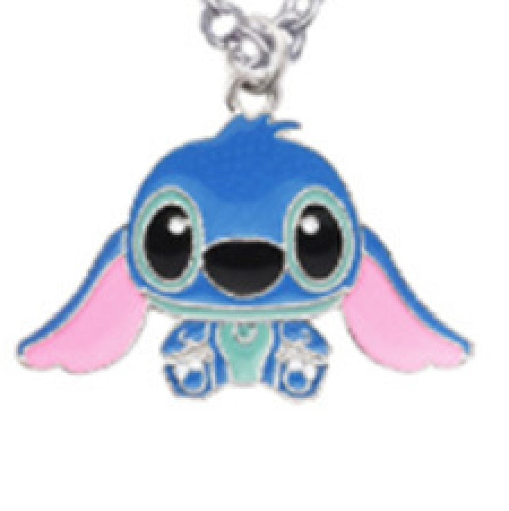 Lilo & Stitch Blue Ohana Enamel Silver Pendant Necklace