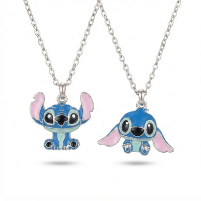 Lilo & Stitch Blue Ohana Enamel Silver Pendant Necklace
