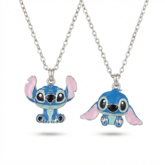 Lilo & Stitch Blue Ohana Enamel Silver Pendant Necklace