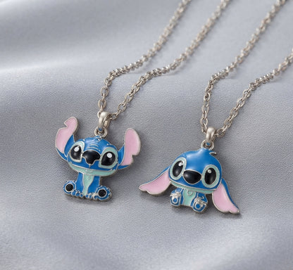 Lilo & Stitch Blue Ohana Enamel Silver Pendant Necklace