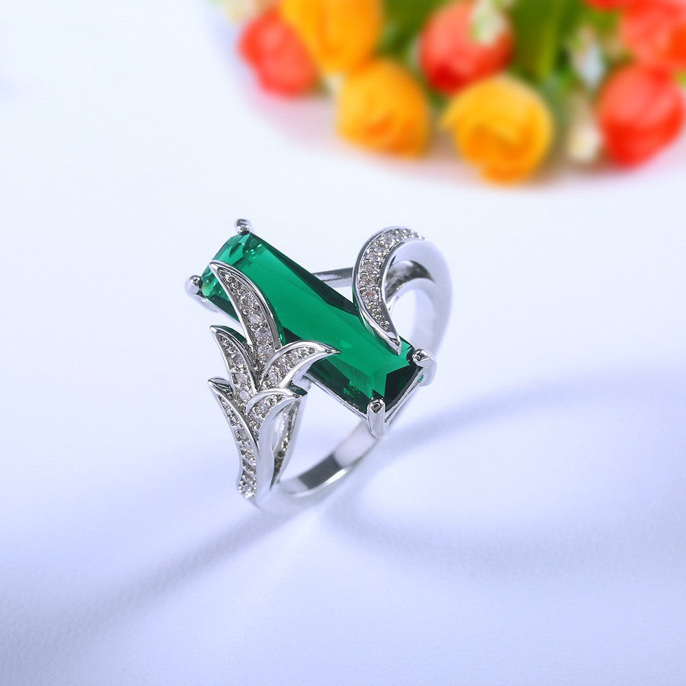Emerald Elegance Ring and Stud Earrings Set
