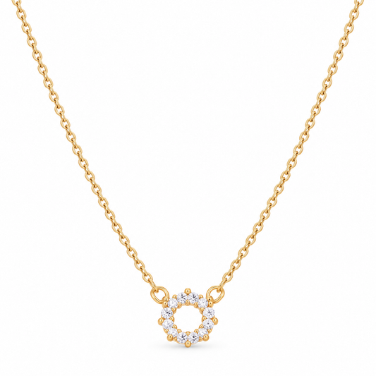 Hoop Crystal Simulated Clear Diamond Circle Round Pendant Necklace