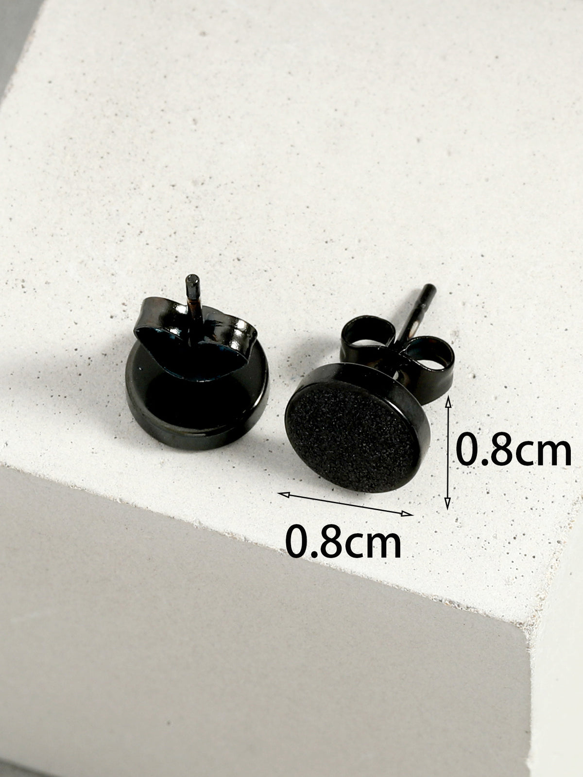 Men Stainless Steel Black Chunky Chain Links Bracelet And Titanium Steel Matte Round Stud Earrings Set