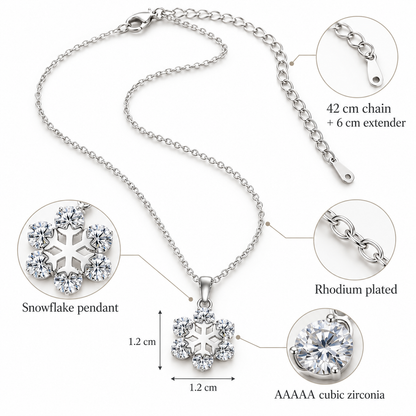 Beautiful Snowflake Zirconia Crystal Silver Pendant Necklace