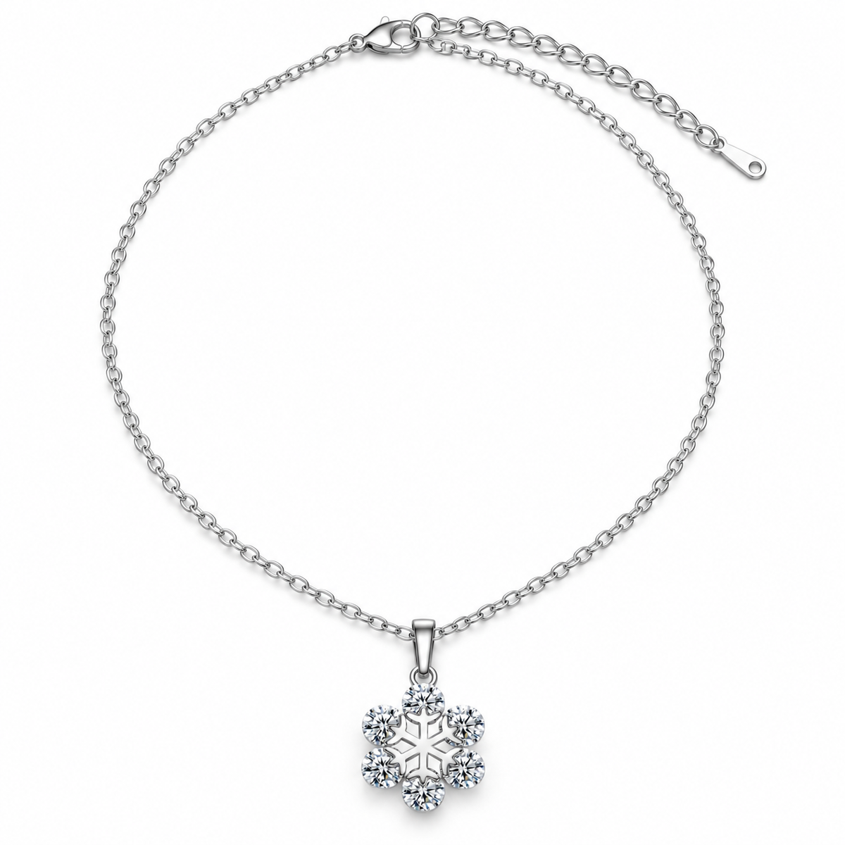 Beautiful Snowflake Zirconia Crystal Silver Pendant Necklace