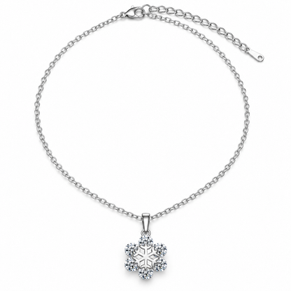 Beautiful Snowflake Zirconia Crystal Silver Pendant Necklace