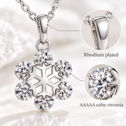 Beautiful Snowflake Zirconia Crystal Silver Pendant Necklace