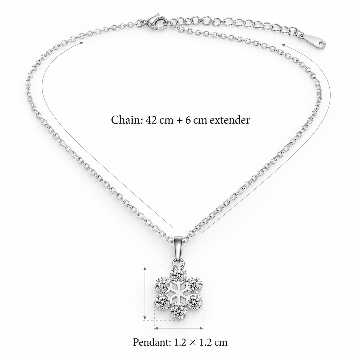 Beautiful Snowflake Zirconia Crystal Silver Pendant Necklace
