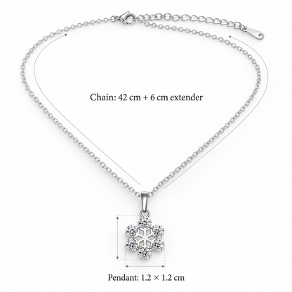 Beautiful Snowflake Zirconia Crystal Silver Pendant Necklace