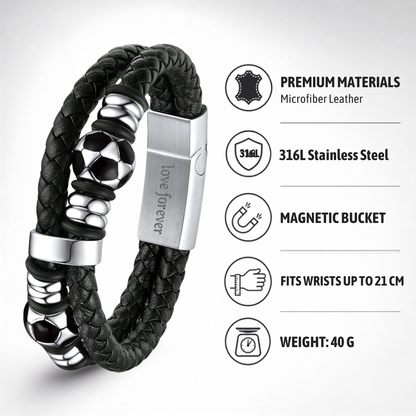 Stainless Steel Leather Bracelet Engraved for Boyfriend Valentine's Day