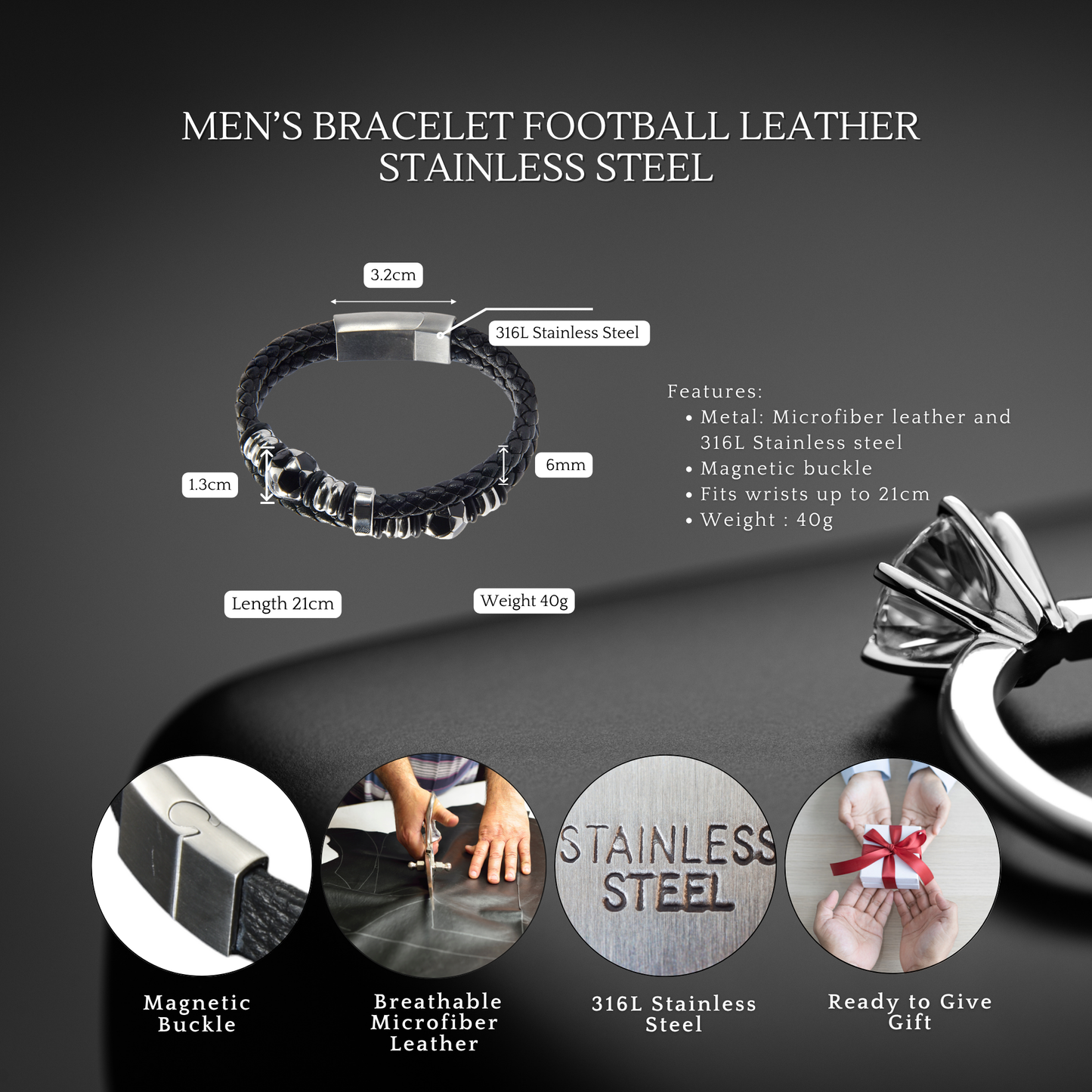 Men Bracelet Stainless Steel Leather 10+ Stlyes