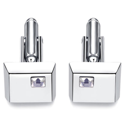 White Gold Plating Square Swarovski Crystal Cufflinks