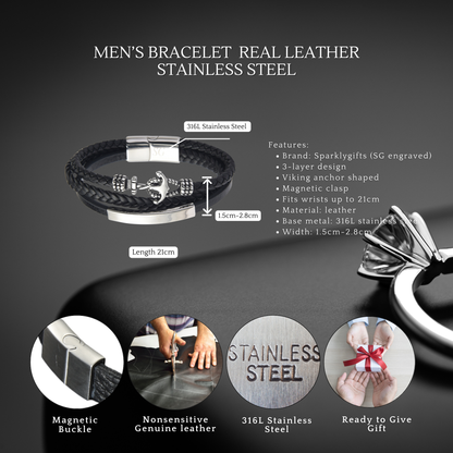 Men Bracelet Stainless Steel Leather 10+ Stlyes