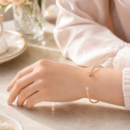 Rose Radiance Cuff Open Bangle with Swarovski Crystal