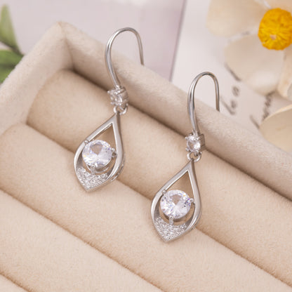 Raindrop Silver Plated Hook Drop Earrings