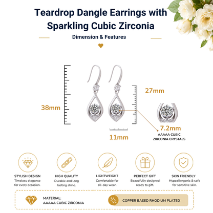 Raindrop Silver Plated Hook Drop Earrings